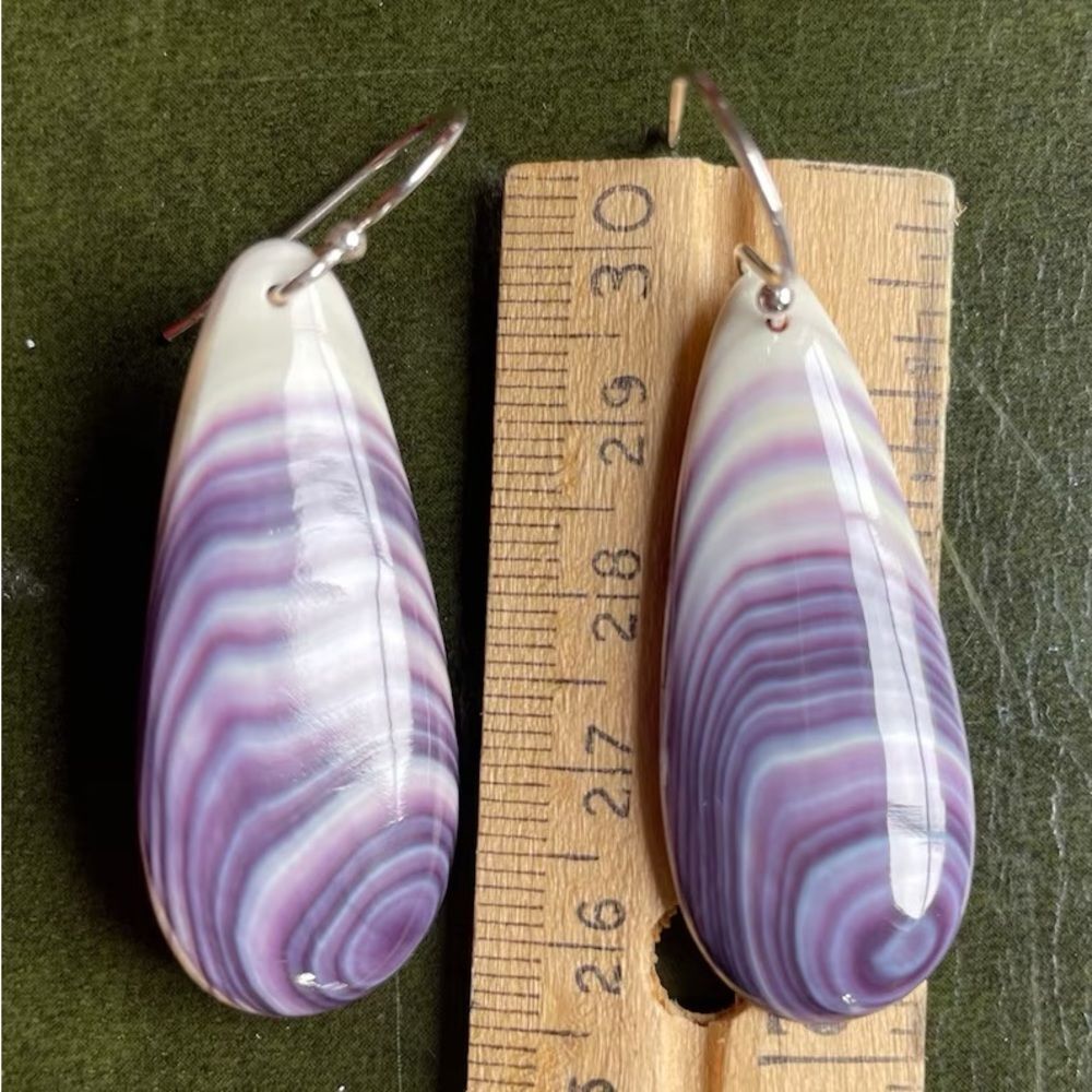 E3098 Wampum quahog shell earrings